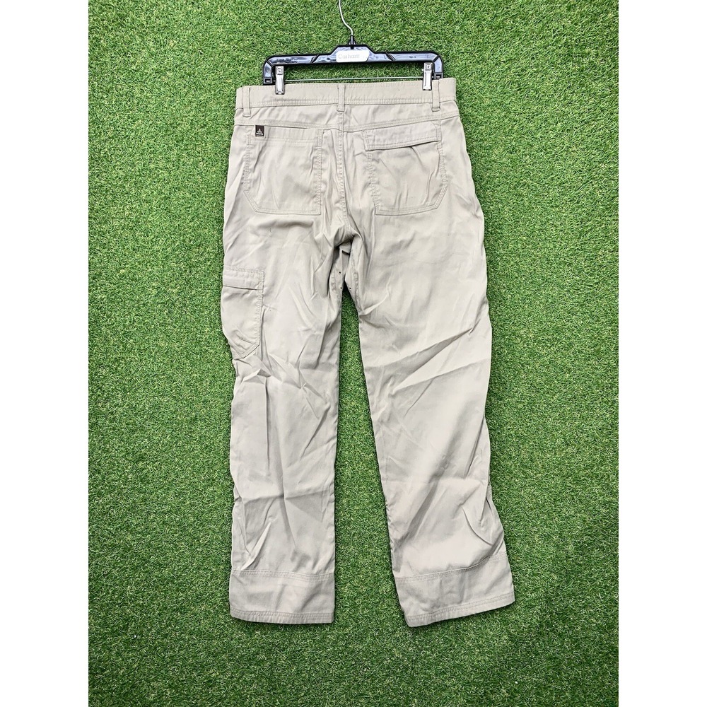 prAna Pants Mens Medx32 Beige Zion Stretch II Straight Fit Belted Hiking Nylon